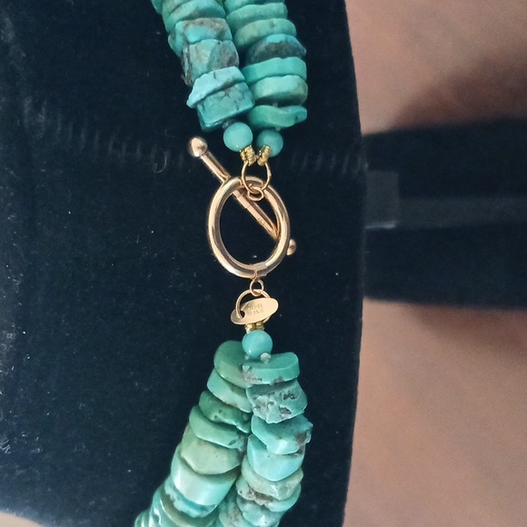Zoe B 14kt Gold Turquoise Beaded Toggle Necklace 17-18" - Picture 6 of 11